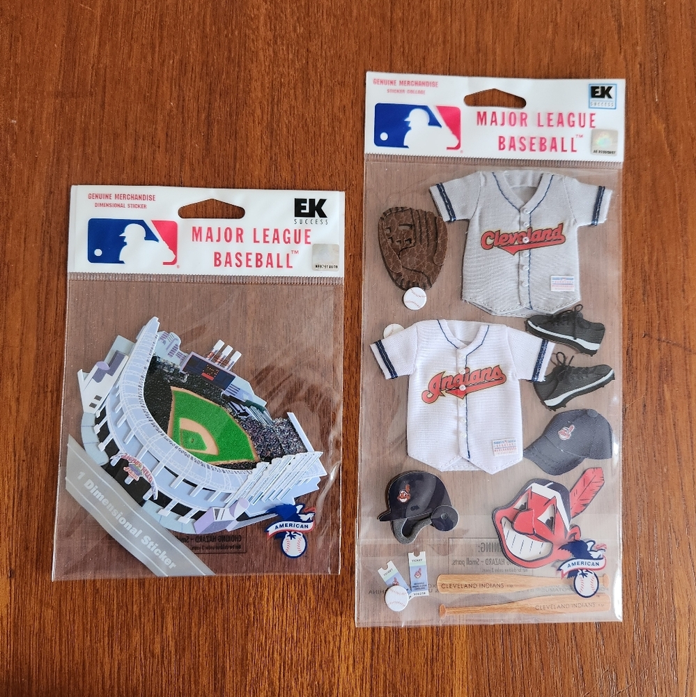 MLB Cleveland Indians Players uniform sticker set with Jacobs Field sticker.